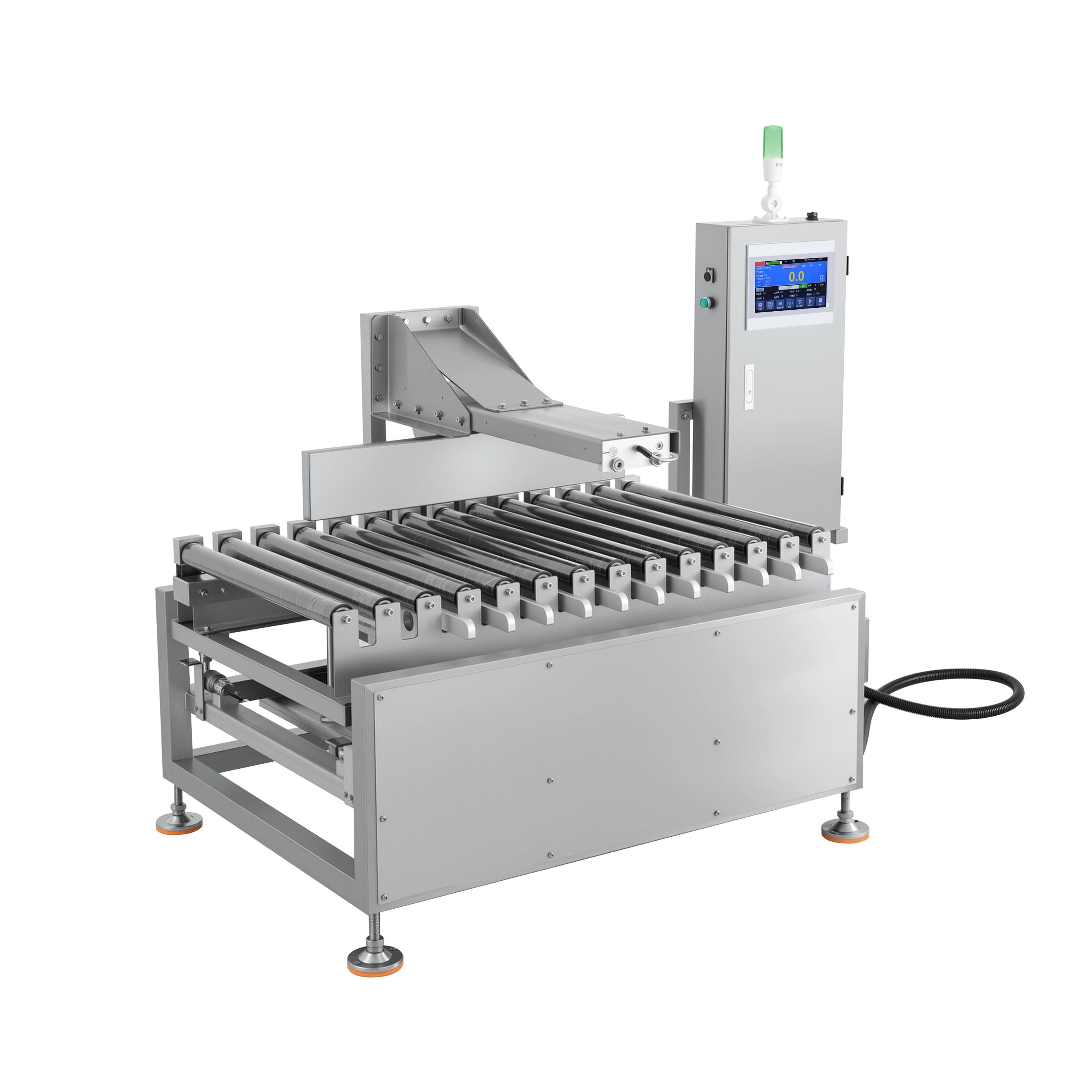 Trieuse pondérale à rouleaux à section unique pour caisses lourdes de 25 kg