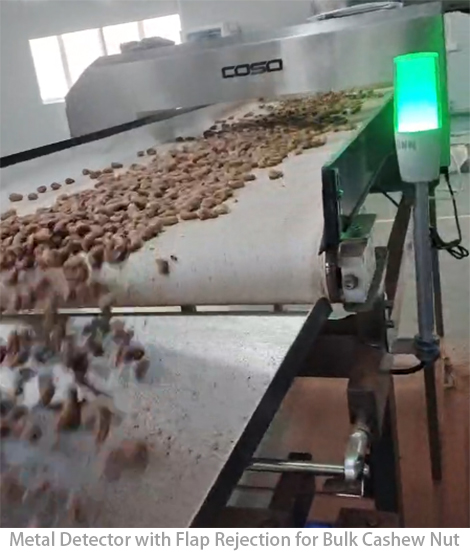 D&eacute;tecteur de m&eacute;taux avec rejet de rabat pour &eacute;crou Cshew en vrac