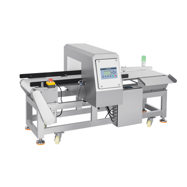 Détecteur de métaux avec rejet par levier poussoir pour petits emballages 